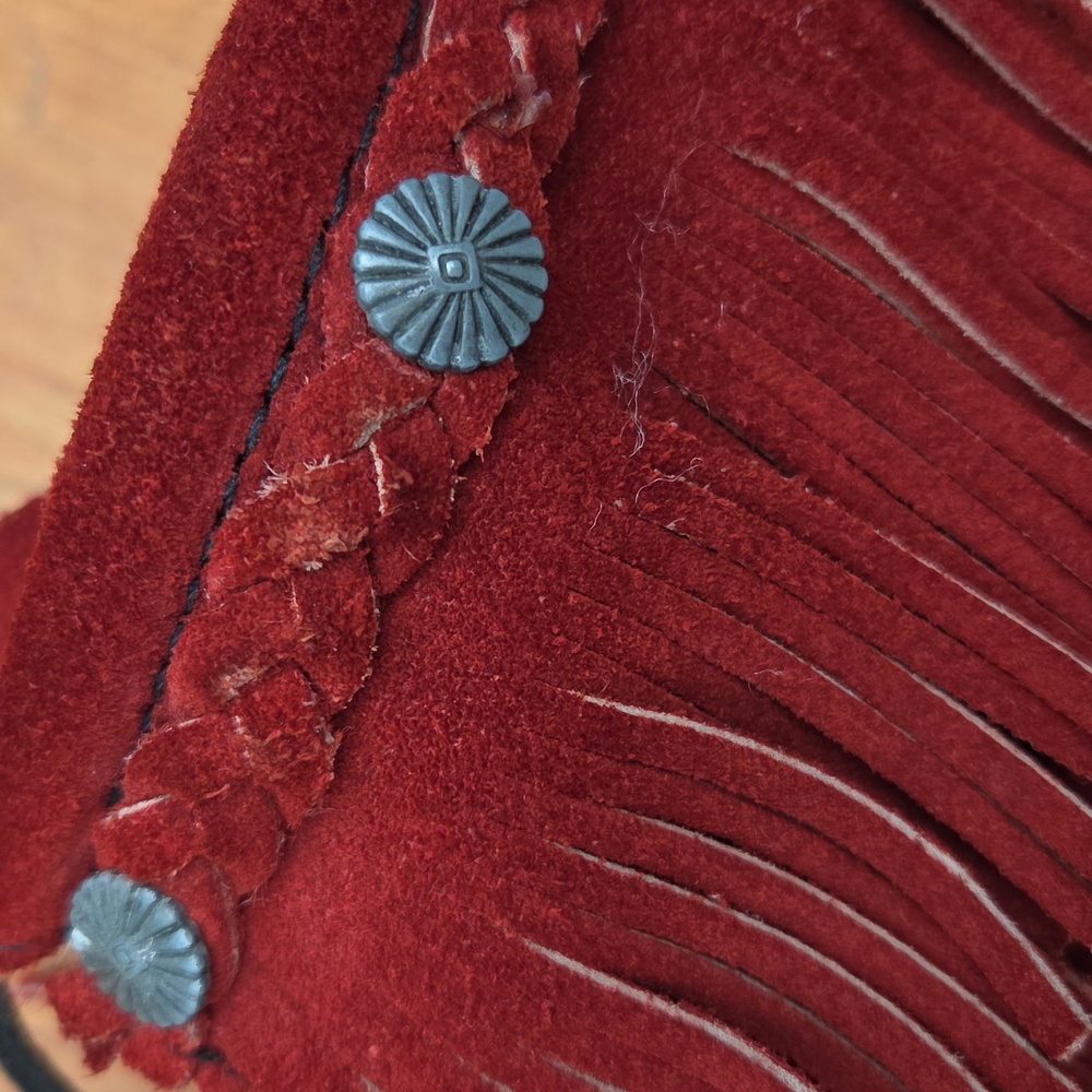Minnetonka RED Mocassin Lace Up Boots - Picture 7 of 9
